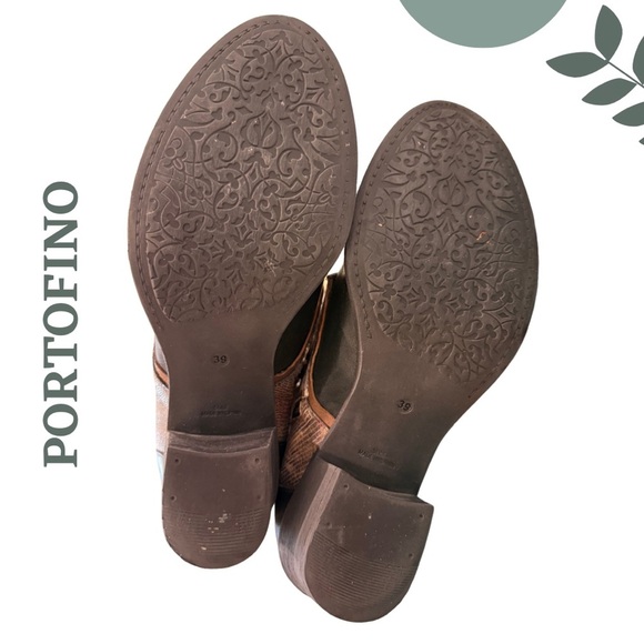 PORTOFINO Leather Ankle Boots with Floral Panel Green Portugal Size 39 US 8.5/9 - Picture 8 of 13